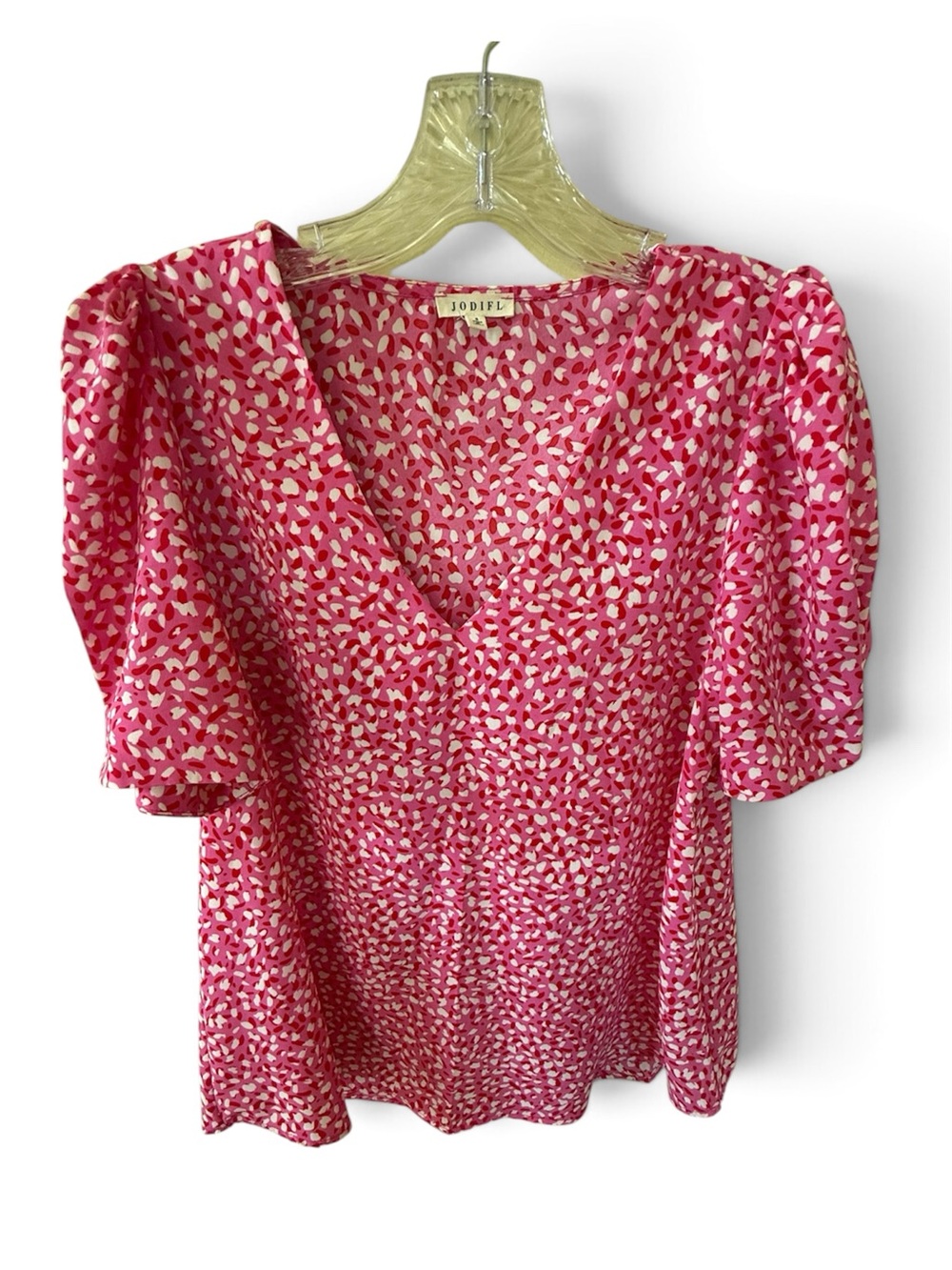 JODIFL V-Neck Puff Sleeve Blouse Small